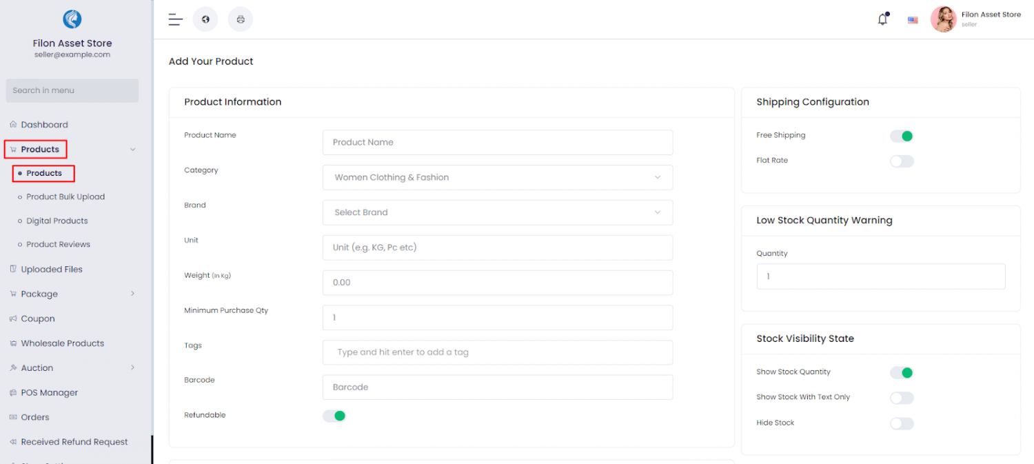 How to upload products from admin?